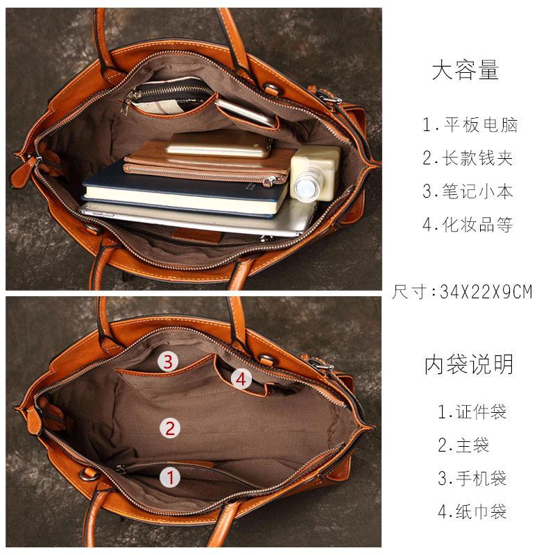 New Genuine Leather Handbag with Top Layer Cowhide, Fashionable Women's Single Shoulder Personalized Wing Bag, Versatile and Casual Large Bag