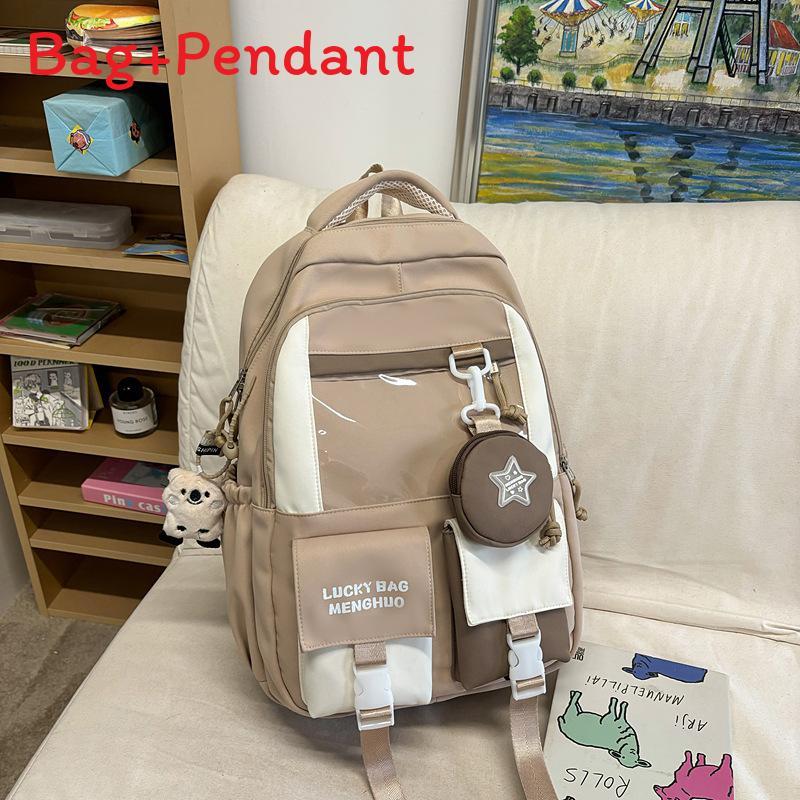 College Style Backpack With Color Block Design And Padded Shoulder Straps For School Use