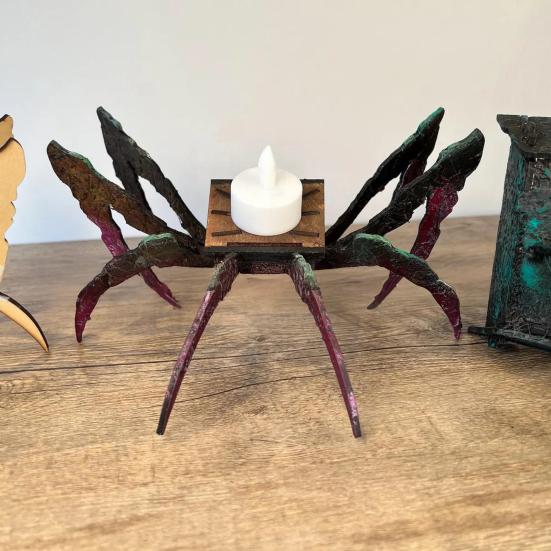 1/2Pcs Halloween Spider Candle Holder Gothic Vintage Metal Spider Lantern Holder Home Office Desktop Decoration Ornament