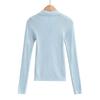Womens Retro Knit Sweater With Embroidered Letters Slim Fit POLO Collar Long Sleeve Top Winter