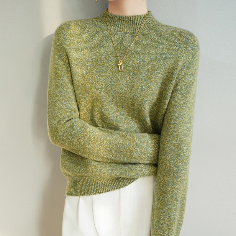 The New Long-sleeved Sweater Top with A Semi-high Neck and A Base Layer Makes You Look Slimmer and More Fashionable In Spring and Autumn