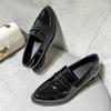 Fashion Pointed Toe Japanned leather shoes woman British thick heel oxford shoes lady height increasing flats office loafers big size42