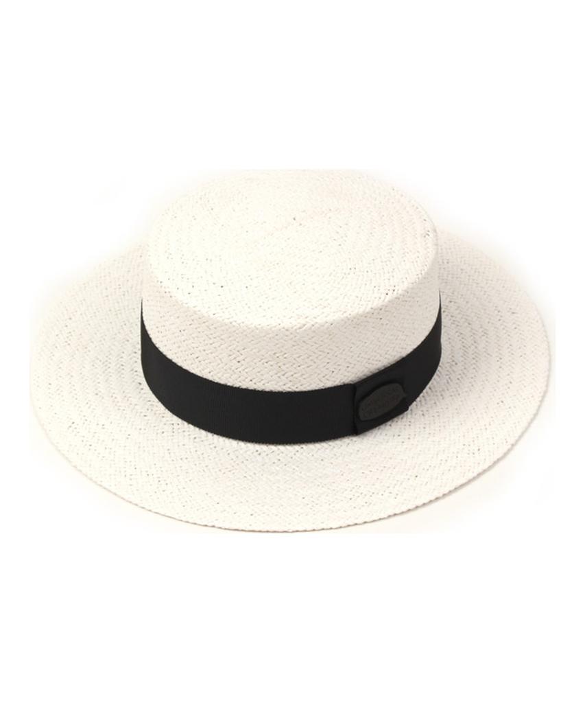 Black Metal White Flat Panama Hat