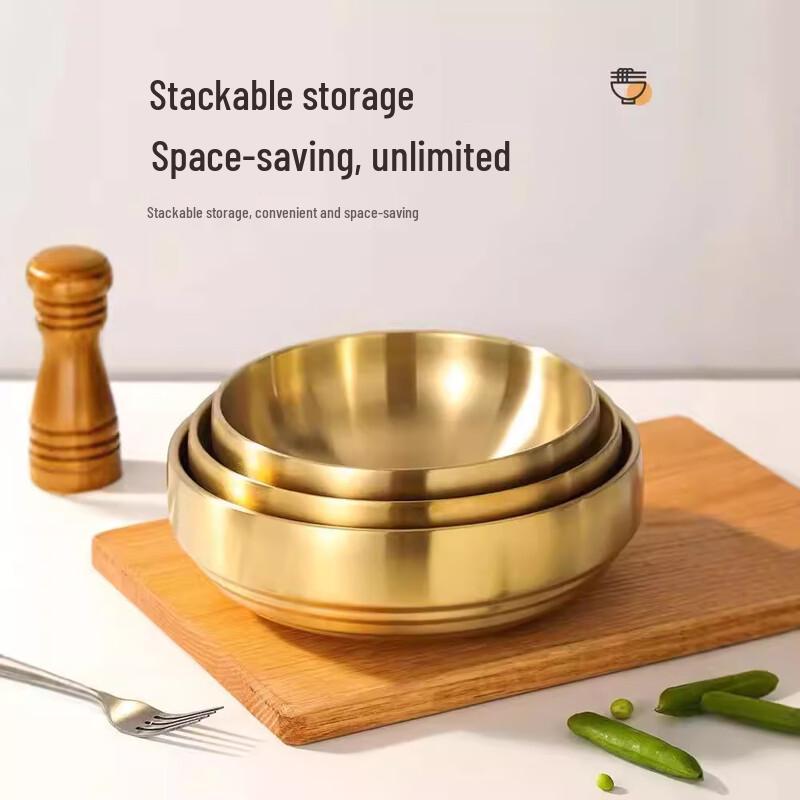 Korean Style Stainless Steel Double-Layer Noodle Bowl
