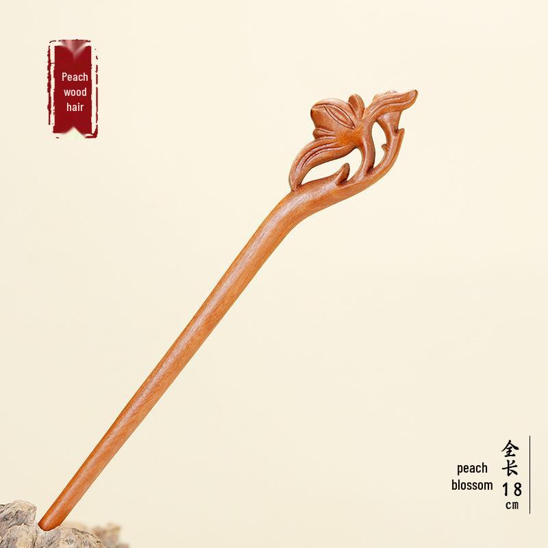 Hochwertige Haarnadel mit chinesischem Knoten aus Pfirsichholz - Neues Frühlingsstil-Haaraccessoire für Damen
