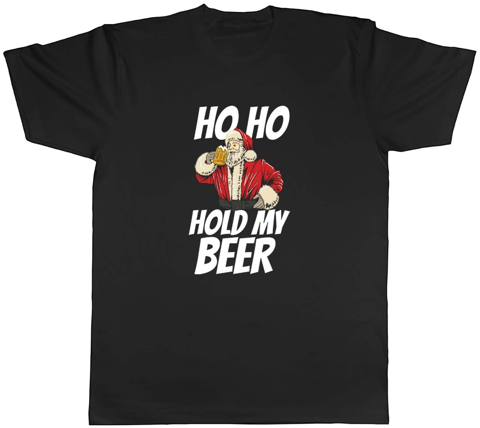 Ho Ho Hold My Beer Christmas Xmas Mens Unisex T-Shirt Tee Gift L