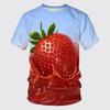 Summer Round Neck Delicious Fruit Strawberry Pattern 3D Print Top Fashionable Casual Short Sleeved Men's and  Women's Unisex T-shirts