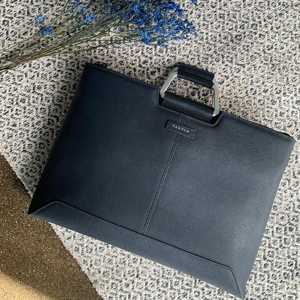 Tantin Taylor Men'S Leather Briefcase T11003 Navy Medium