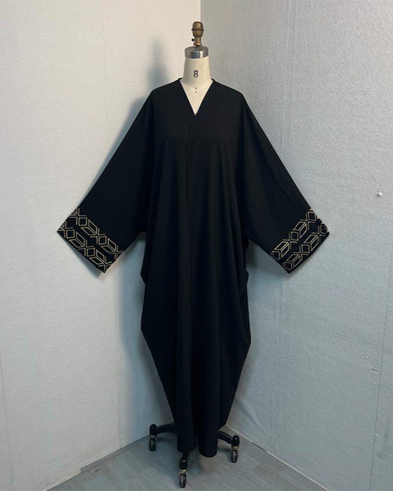 F419 Arabische Stickerei Modische Abaya Langes Gewand