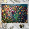 Of 4 Placemats Featuring Gustav Klimt'S Floral Designs, Stylish Printed Patterns, Faux Linen Table Mats Suitable for Dining, Kitchen 12.0X18.0 Inch.