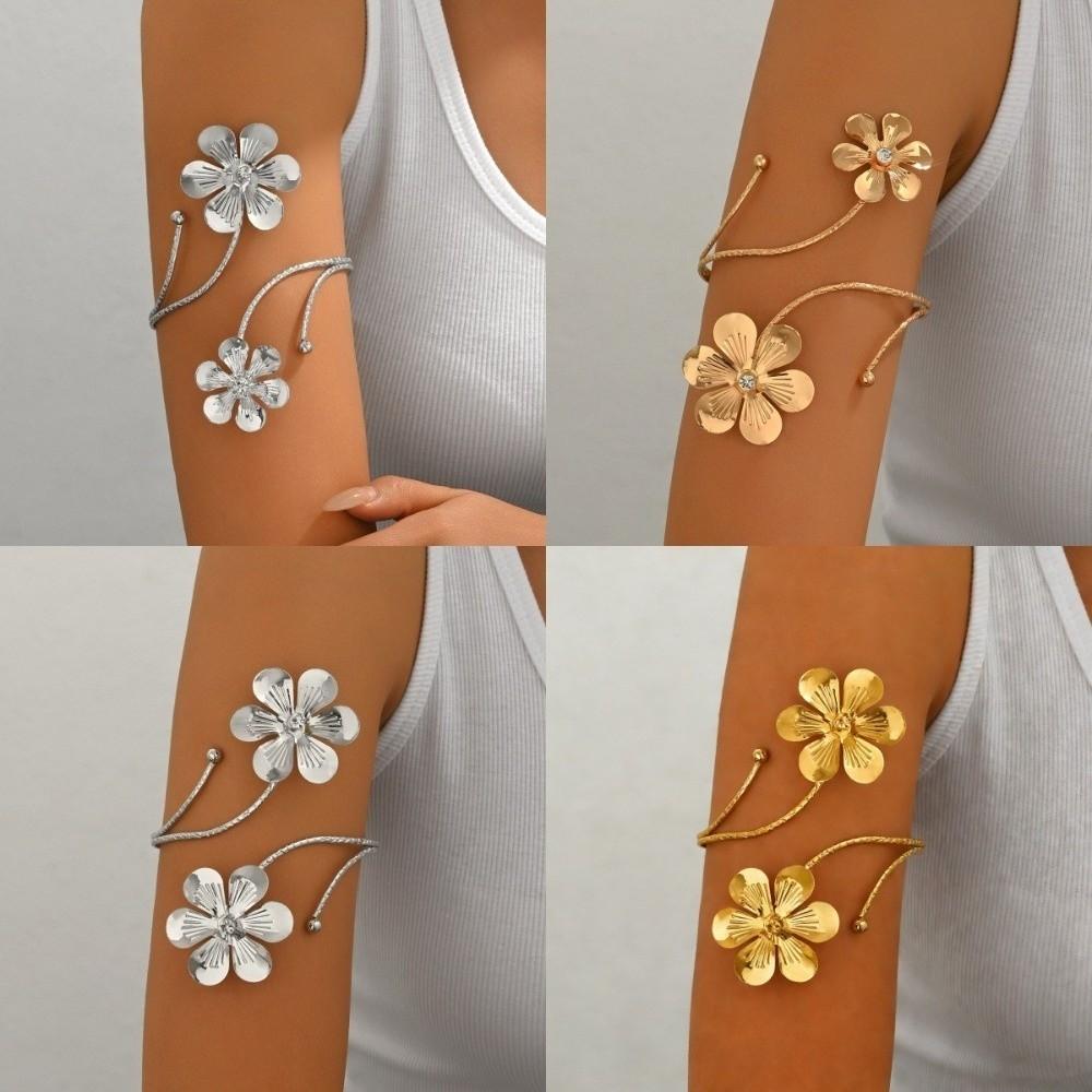 Bohemia Style Flower Bracelet Floral Armband Elegant Open Arm Bangle  Gift