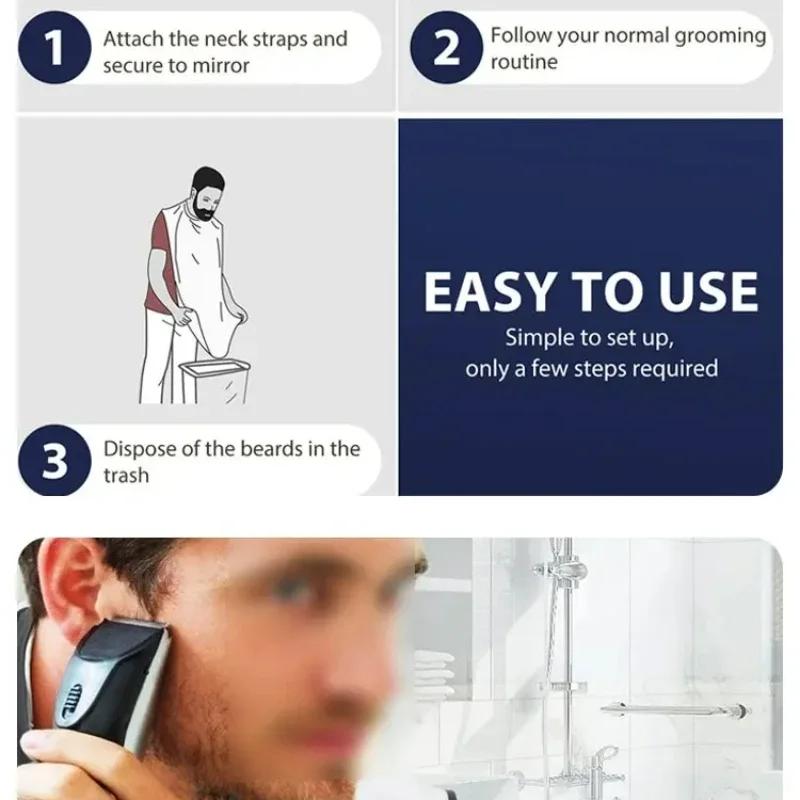 1pc Male Shaving Aprons Creative Wall Mirror Suction Haircut Wrap Cape Home Salon Moustache Beard Shaving Apron Cleaning Bib