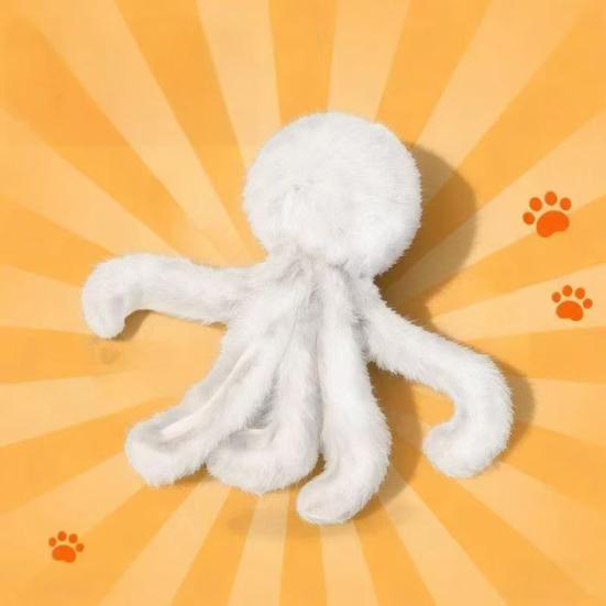 Fluffy Cat Toy with Octopus Shape Soft Non-Shedding Rabbit Fur Toy Interactive Play And Anxiety Relief Cat Chew Toy