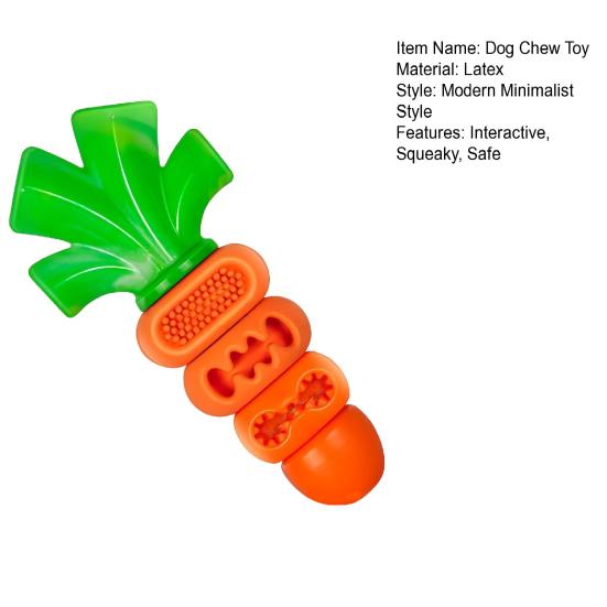 Xiaobudian Dog Squeaky Chew Toys for Aggressive Chewers, Latex Carrot Shape Teething Training Toy, Interactive Tough Toy Puppy Medium Dogs