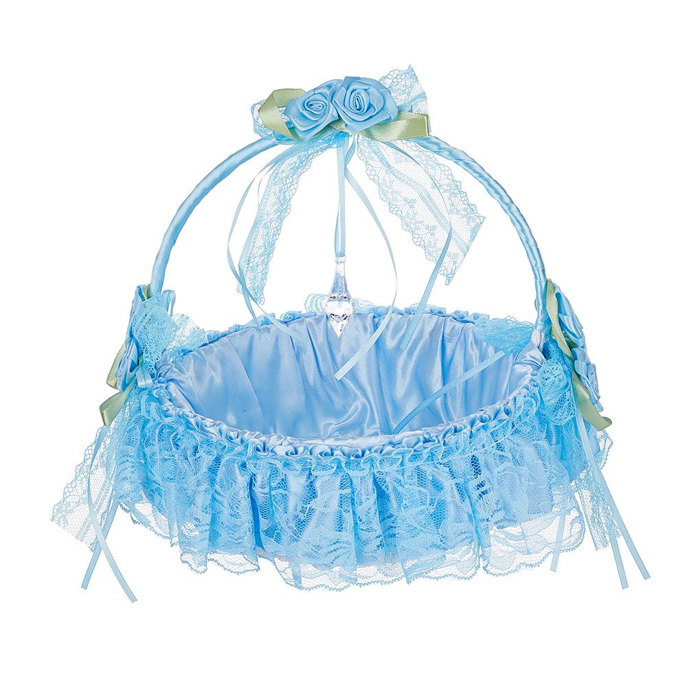 European Style Milky White Flower Girl Basket for Weddings