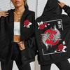 Tokyo Koi Fish Rose Harajuku Pattern Women Hoodie Street Oversize Hoodies Zipper Fleece Hoody Soft Woman Clothing
