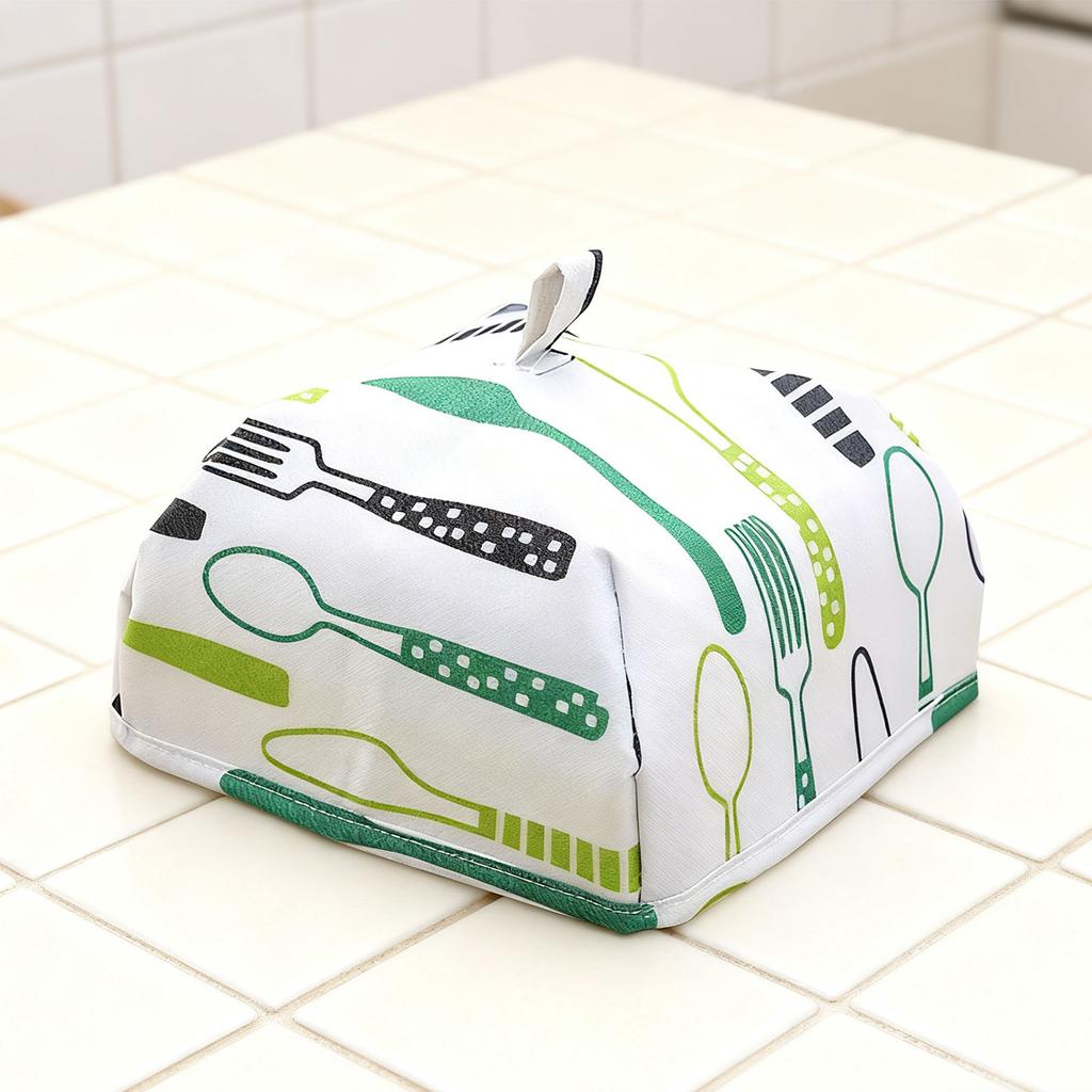1Pc Aluminum Foil Food Cover Heat Insulation Foldable Dish Dust Table Covers(Green Small)