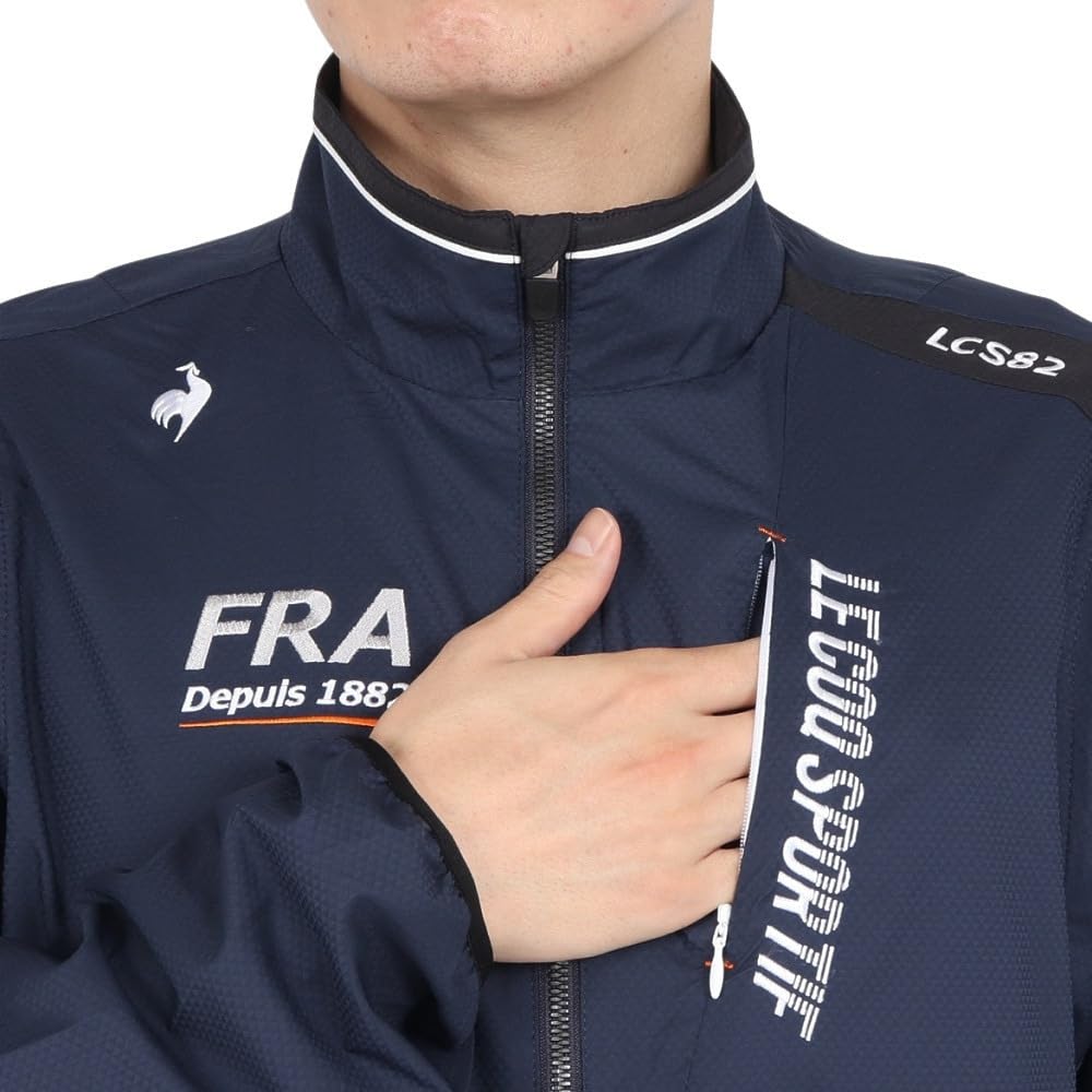 Le Coq Sportif Golf Stretch Forcer a classic jacket with detachable and windproof and Navy Size Men's Blouson, 2-way water-repellent, sleeves,