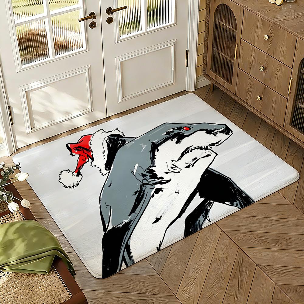 Jaws Thriller Movie Fans Floor Mat Soft Thickened Absorbent Non-Slip Bedroom Living Room Door Mat Home Decor Flannel Rugs