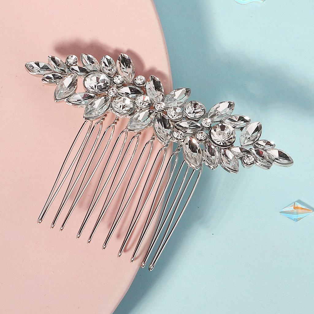 Strass Haarkamm weißer Kristall Tiara Braut Hochzeit Bankett Haarschmuck hochwertiger Legierungs-Strasskamm