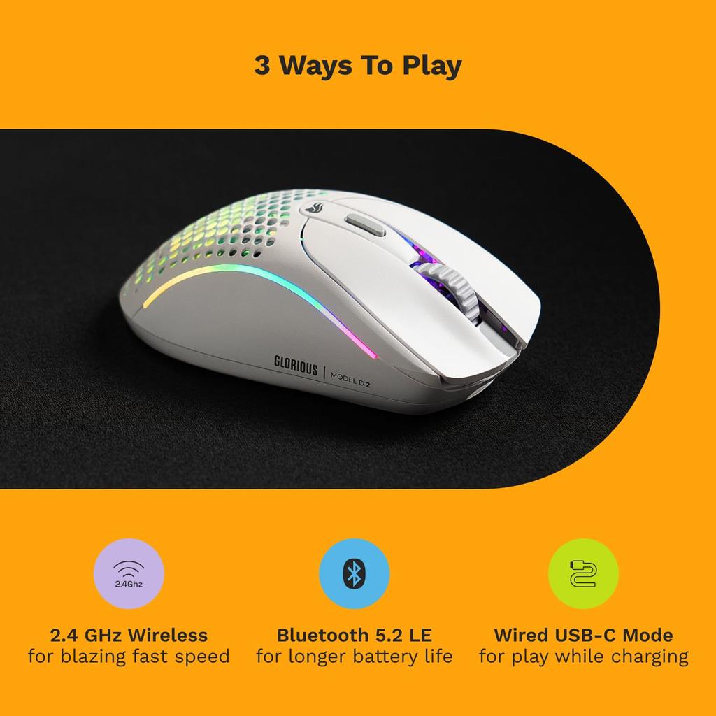 Glorious Model D 2 Wireless Matte White Gaming Mouse MS0720 Wired/Wireless GLO-MS-DWV2-MW