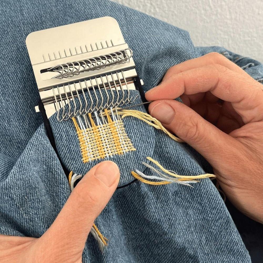 Wooden Frame Small Woven Machine Metal Tool Darning Machine Mini Loom Machine  Repair Clothes