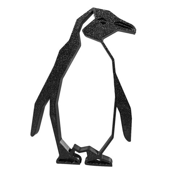 Minimalist Penguin Sculpture Geometric Figurine, Black Hollow Design Ornament, 3D Printed Home Decor Abstract Art Statue for Modern Office Desktop Penguin