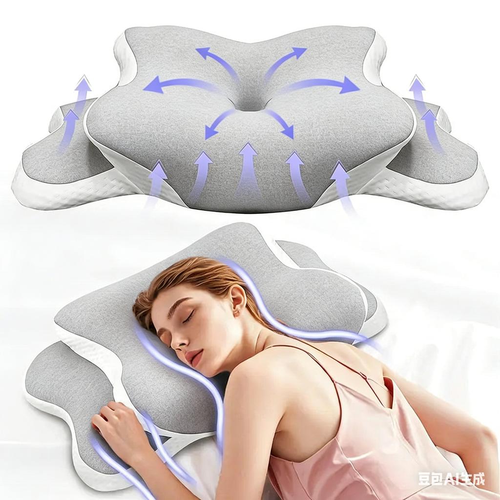 Cervical Pillow for Neck Support Ergonomic Butterfly Memory Foam Pillows for Sleeping Side Back Stomach Orthopedic Bed Pillow