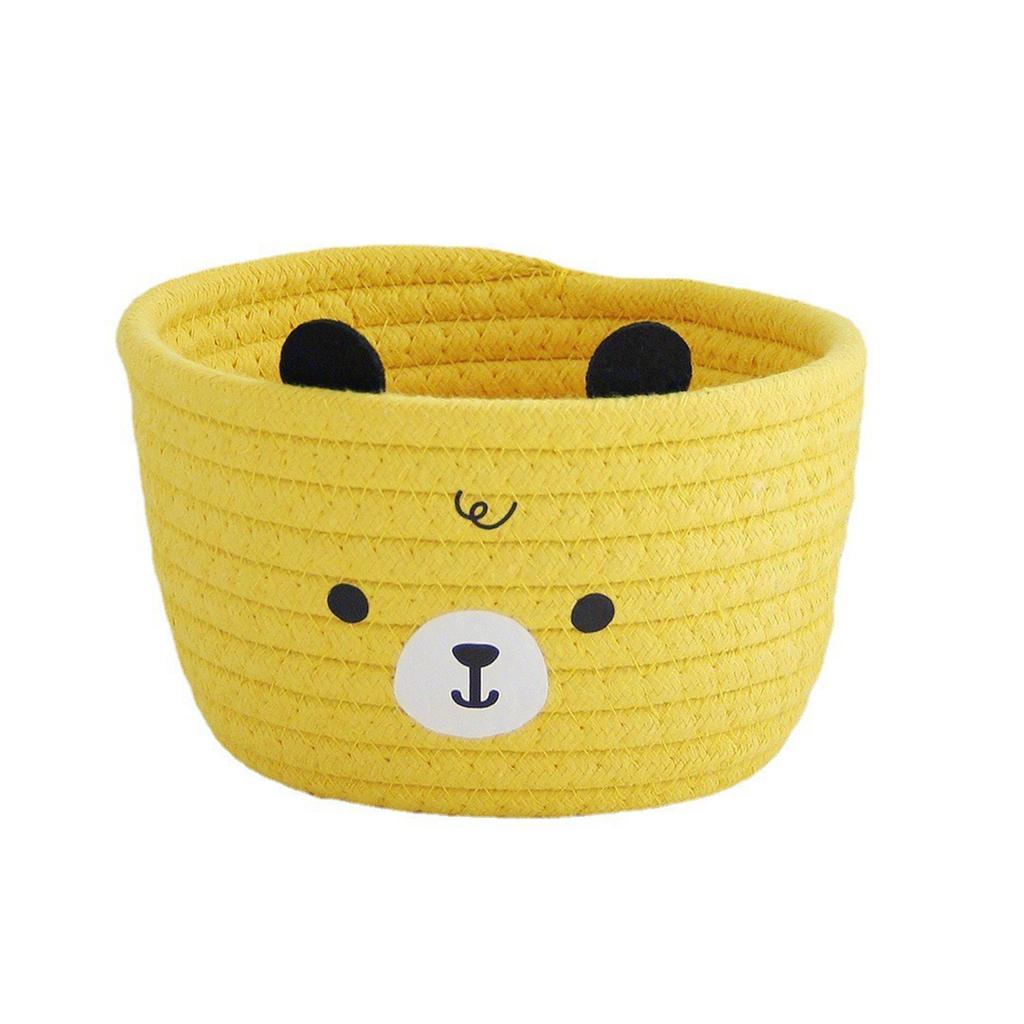 Sturdy Handwoven Cotton Rope Storage Basket with Adorable Pandas Designs Portable for Household Use Organization Items