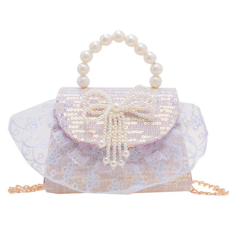 Girls Kids Shoulder Bag Made Of Fine Fiber With Cute Spliced Pattern