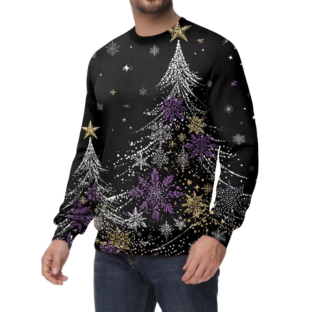 Men's Casual Fashion Printed Round Neck Pullover Sweatshirt