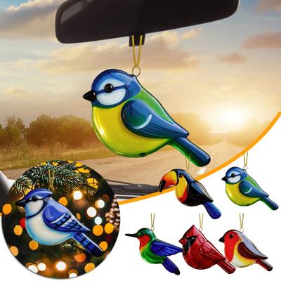 Christmas Birds Ornament Plastic Hummingbird Robin Owl Blue Jay Kingfisher Xmas Tree Hanging Ornaments Memorial Gifts for Bird Lovers Nature