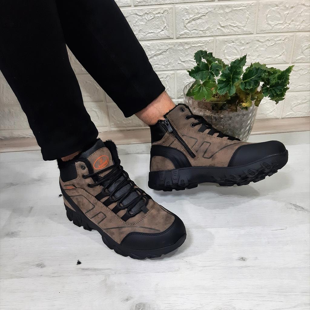 Luttoon 2035 Mink-Black Fur Zippered Non-Slip Men's Boots