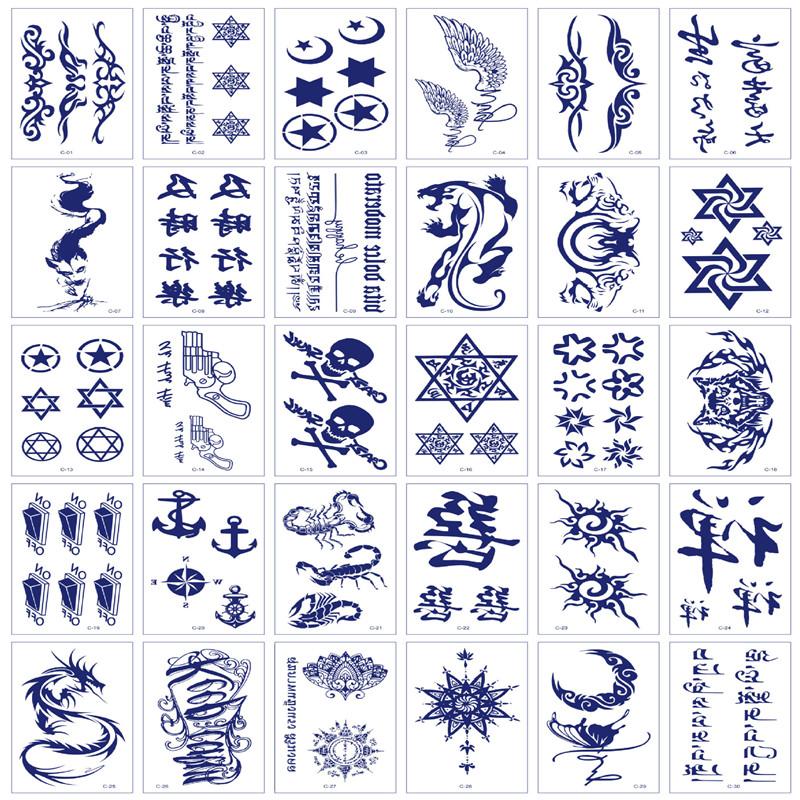 30pcs Ins Cartoon Love Flower Butterfly Snake Magic Tattoo Sticker Body Art Arm Fake Tattoos Waterproof Long Lasting English Letter Temporary Tattoo
