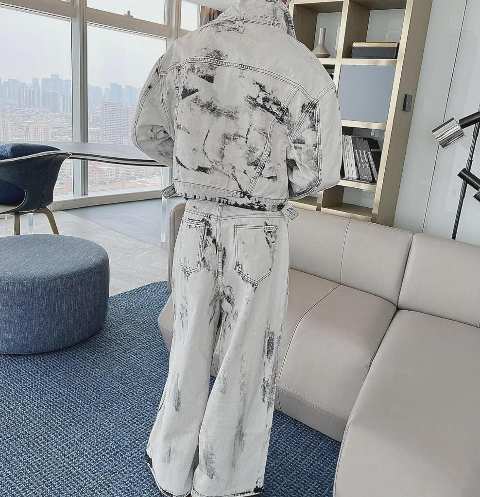 2023 Herr Höst Lös Ledig Tvådelad Kostym: Trendig jacka och byxor i stora storlekar