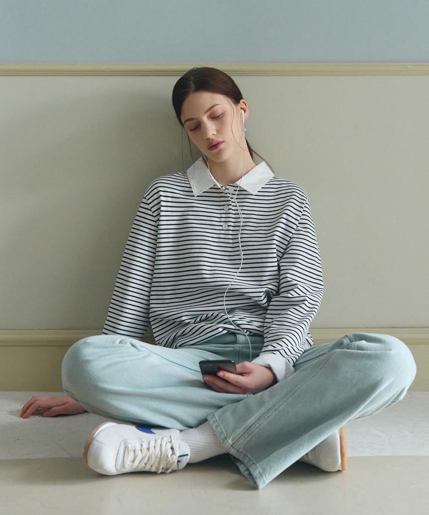 Deuloupisumeon Striped Collar String T-Shirt [Red]