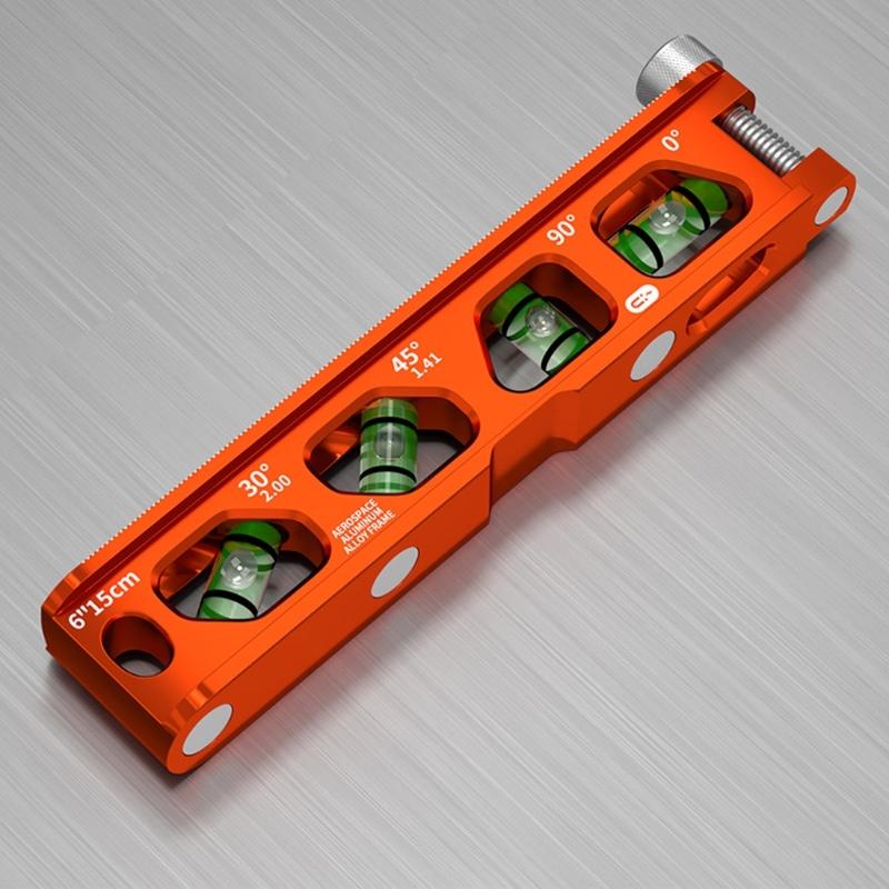 Livella a bolla professionale in alluminio con guida magnetica, doppia scala di misurazione, design con vite a pollice regolabile