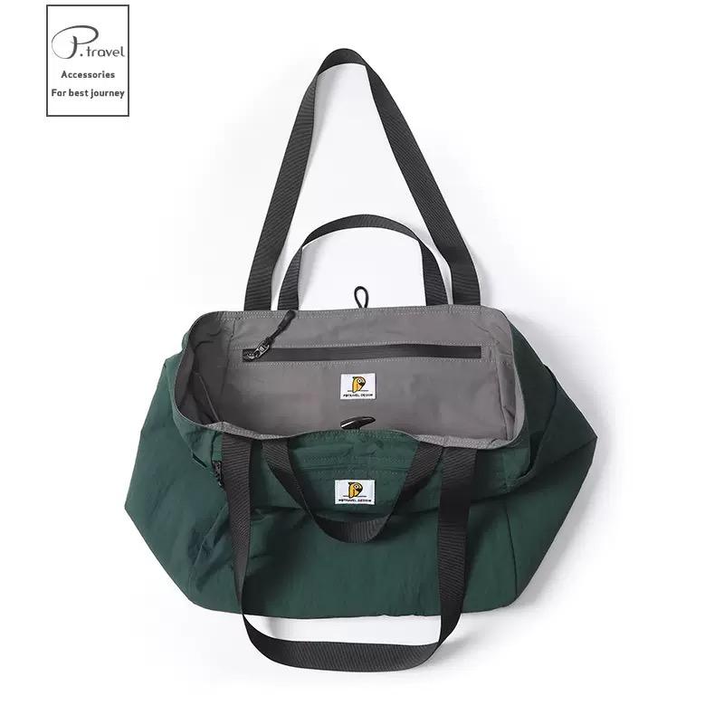 Reversible Travel Tote Bag Large Capacity Foldable Carry On Duffle Bag Canvas Shoulder Luggage Packing Bag for Women Men