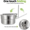 Edelstahl Camping Kochtopf mit Deckel und klappbarem Griff 1,5L Große Kapazität Bento Topf Outdoor Kochgeschirr für Camping - RIpj