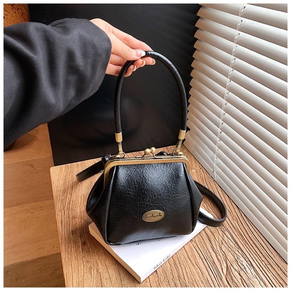Ρετρό Τσάντα Crossbody με Κούμπωμα Κλειδαριά Μονόχρωμη Μεγάλης Χωρητικότητας Μικρή Τσάντα Χειρός Τσάντα Ώμου από Δέρμα PU