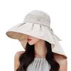 Wide Brims Sunproof Fisherman Hat With Open Top Design Bowknot Neck Cover For Women Outdoor Activity Fishing Camping