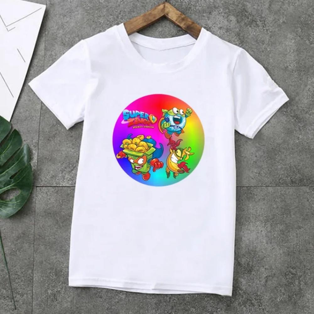 Summer Fashion Unisex T-shirt Cute Los Super Zings Series 4 Cartoon Kids T-Shirts Short Sleeve Print Boys Girls Tops,ooo5358