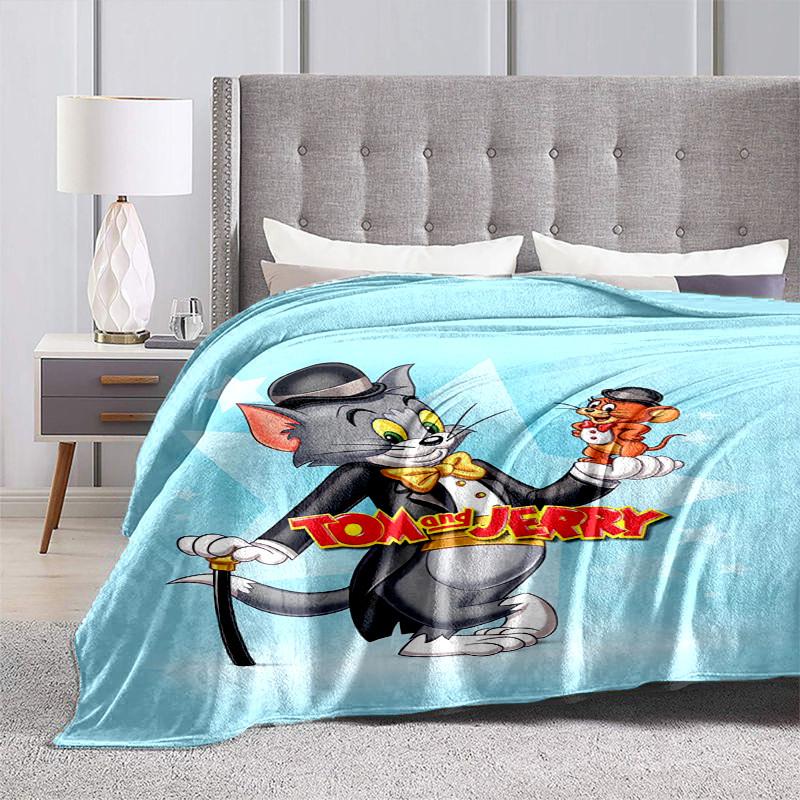 1pc Tom and Jerry Cartoon Blanket,Portable Throw for Travel & Camping, All Season Cozy Blanket,Ideal Gift