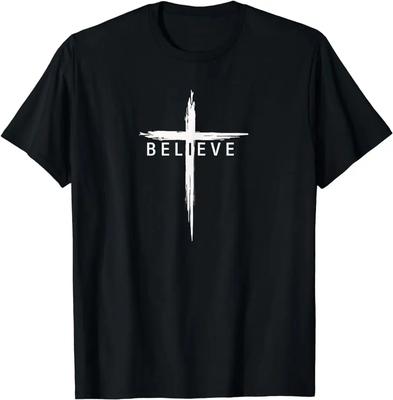 Věř Křesťanský Kříž Ježíš Kristus Křesťané Pánské Dámské Tričko Unisex Styl Košile pro Ženy Grafická Zakázkově Potištěná Trička