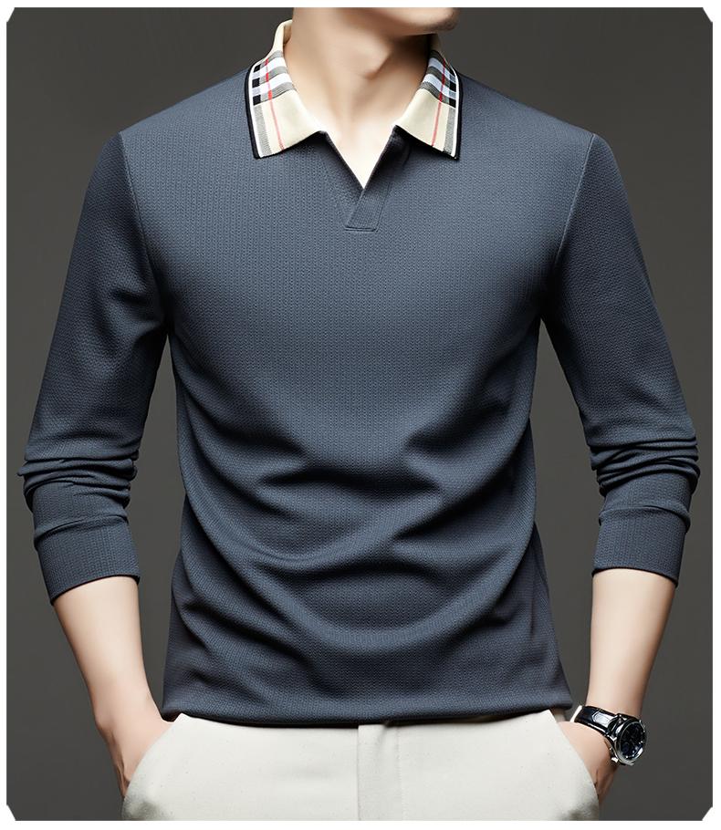 Middle Aged And Young Men'S Fashionable T-Shirt With Long Sleeves And A Collar, Autumn Men'S Casual Polo Shirt, Autumn Clothes