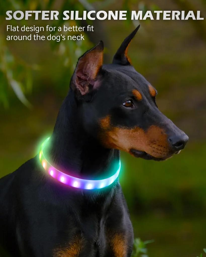 Rgb Discolor Glowing Collar For Dogs Large Medium Usb Rechargeable Dog Collar Luminous Led Light Night Safety Pet Accessories