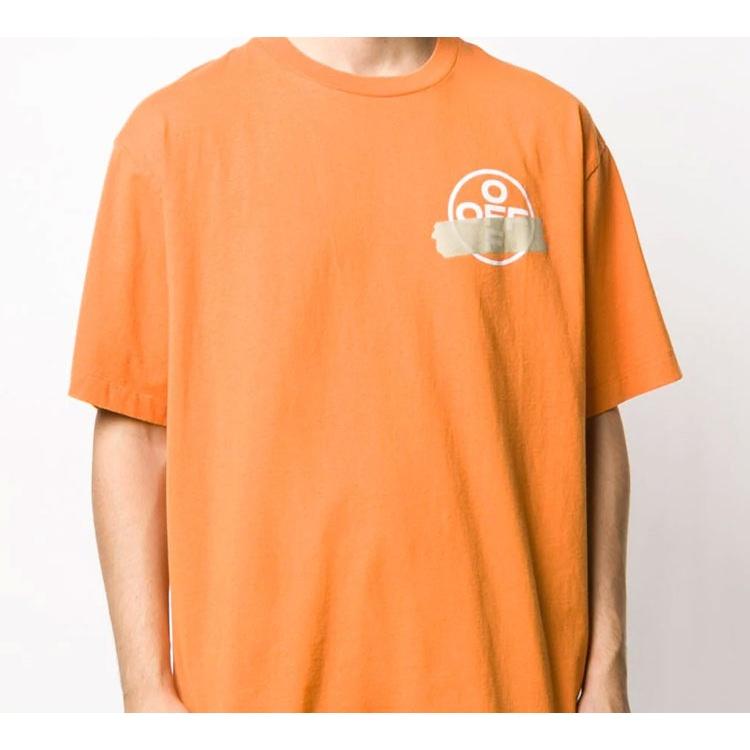 Men's Off-White Bronzing Arrow Rubber Strap Patch Short Sleeve T-Shirt OMAA038R201850021948