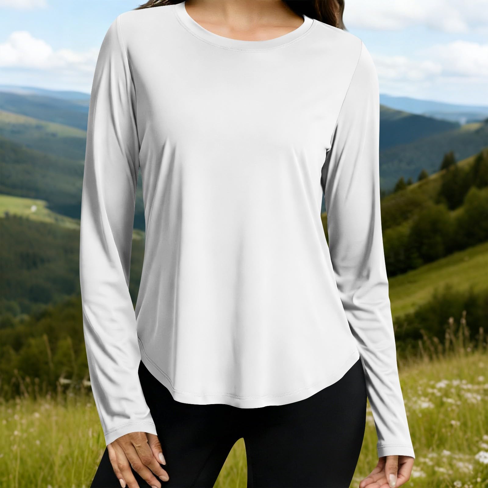 

Women s Round-Neck Breathable Sweatshirt: Loose-Fitting Long-Sleeve Yoga Top XL білий