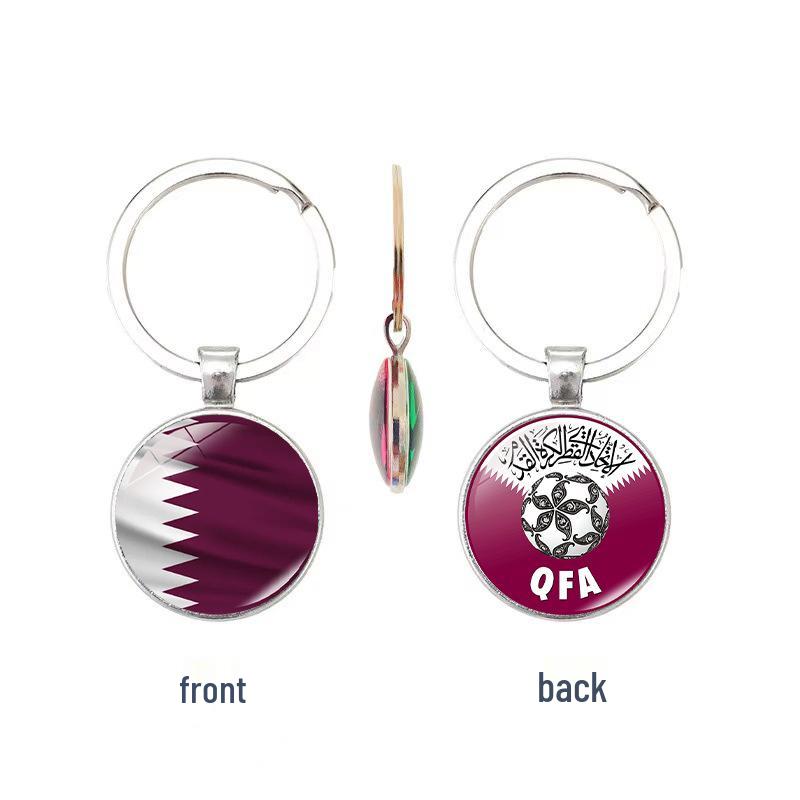World Cup Top 32 National Flags & Team Emblems Double-sided Keychain