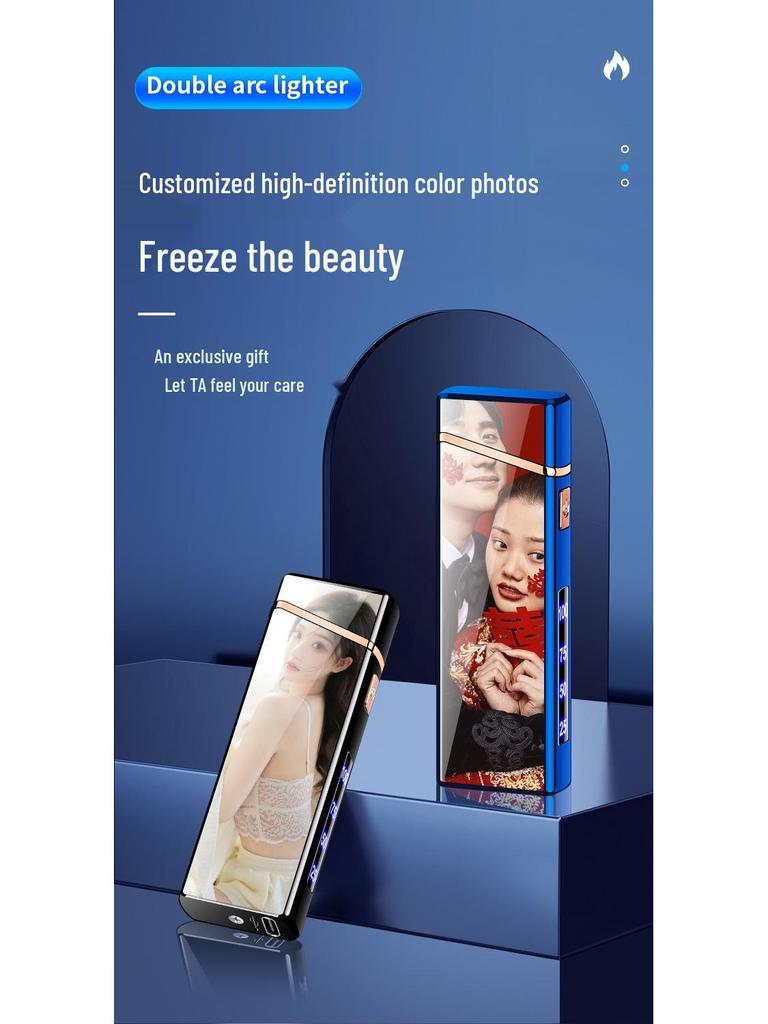 Smart Windproof Type-C Rechargeable Lighter with Dual Arc & Display